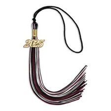 Endea Graduation Black/Maroon/White Mixed Color Tassel With Gold Date Drop