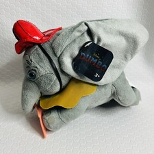 Disney Dumbo Elephant Plush Fireman w/ Vinyl Hat, Feather  Posable Ears NWT 6  
