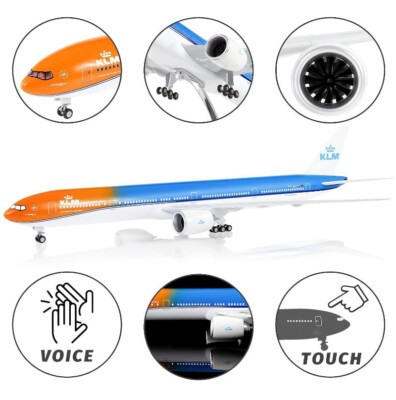Large Scale Model Airplane KLM Boeing 777, Diecast, LED Lit Voice