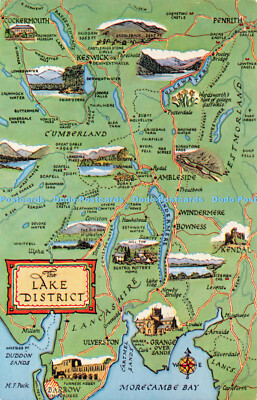 R406718 The Lake District M F Peck Salmon Map