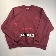 adidas Women's Original Trefoil Logo Play Oversized Sweater Size XL Crimson