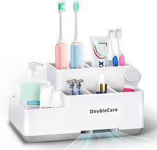 Toothbrush Holder with Anti-Slip, Bathroom Organizer Countertop Detachable for E