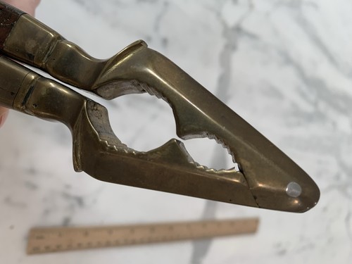 Vintage Mid Century Asiatisch Indien Messing & geschnitztes Holz Hand Nussknacker - Bild 10 von 12