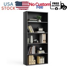 5-Tier Bookshelves with Adjustable Shelves, Floor Standing Bookcase for Home...