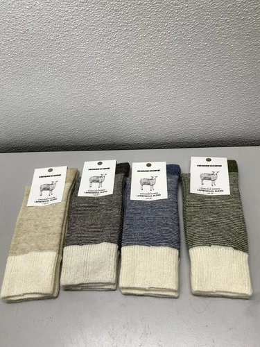 Homecore Mens Soft Warm Lambswool Striped Socks Pack of 4 Size 9-12 Multicolor
