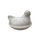 Vintage Hazel Atlas White Milk Glass Hen on a Nest Dish Chicken in Basket 5"