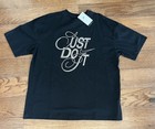 NWT Nike Womens Black Oversized Fit Rhinestone T-Shirt "Just Do It" Sz Medium