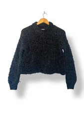 Urban Outfitters Black Jumper Size S Loopy Knit Cropped Length