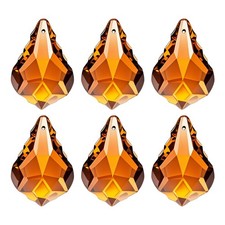 K9 Crystal Teardrop Beads, 6 Pack 38mm Chandelier Prisms Leaf Amber