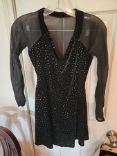 Weissman Black Mesh Sequin Long Sleeve MA Medium Adult Dance Outfit Style 1626