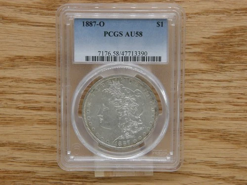 1887-New Orleans-PCGS-Graded AU 58-$1 Morgan Silver Dollar-Free shipping-#70