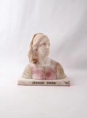 Buste de Jeanne d'Arc signé Giuseppe Bessi en marbre & albâtre fin XIXème - Photo 1/4
