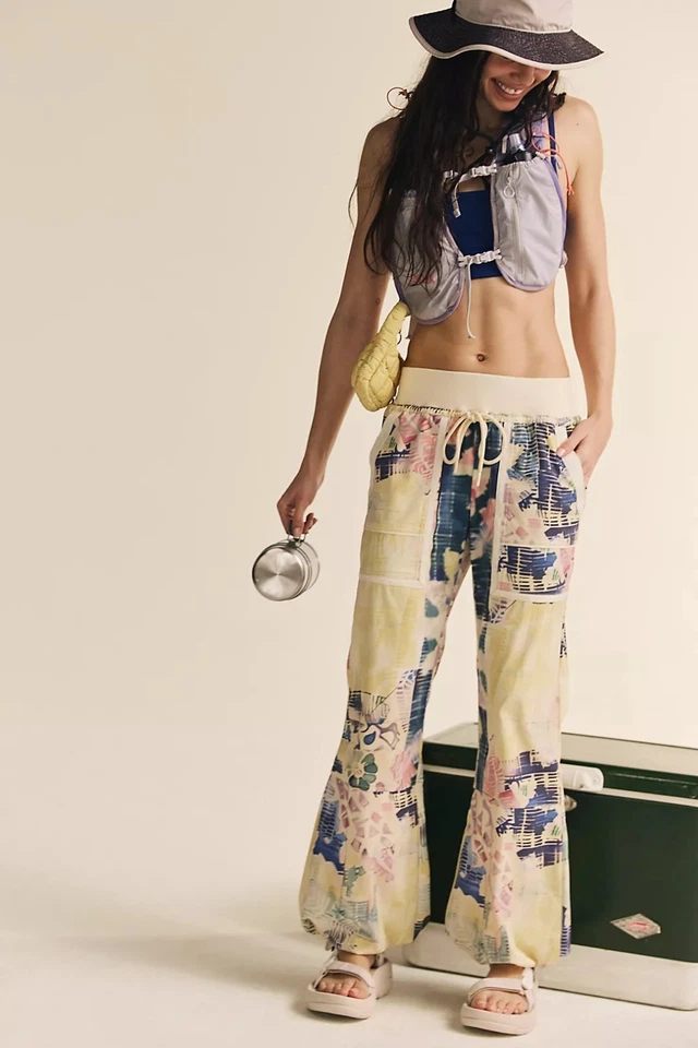 Pantalones FP Movement Free People Geniales Estampados de Escalador Bali Patchwork Jade Grandes Nuevos con Etiquetas Foto 2 de 4