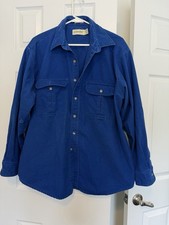 Vintage 90s St Johns Bay Shirt Mens XL Blue Chamois Cloth Made in USA Button Up