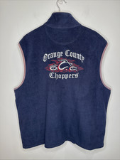 Vintage Orange County Choppers Fleece Vest Mens XXL Blue Zip Up Embroidered Logo