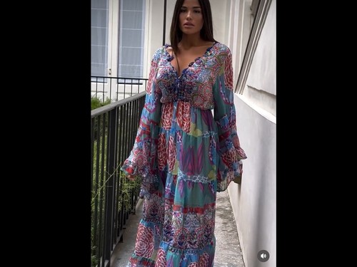 Antica Sartoria 2024 Aqua BUNTES langes Kleid wunderschön Einheitsgröße - Bild 2 von 6