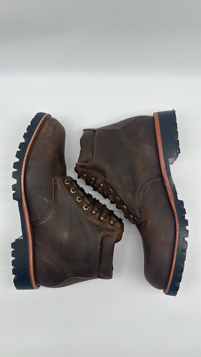 LL Bean Katahdin Chippewa Men\'s Brown Leather Lace-Up Work Boots Chippewa LLBean Katahdin Iron Works Engineer cap boots  main image 4