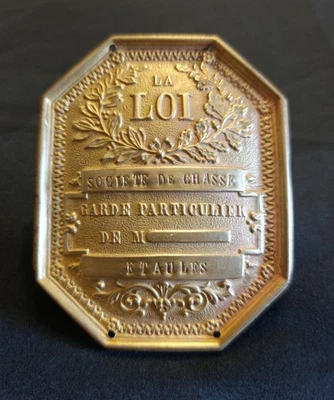 Ancienne Plaque Insigne Chasse LA LOI Société de Chasse ETAULES ( 17 charente ) - Photo 1/4