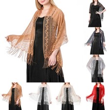 Ethnic Style Sheer Tulle Lace Shawl Scarf for Weddings Proms and Parties