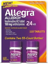 Allegra Allergy 24 Hour Fexofenadine Hci 180mg 110 Tablets Set Of 2 Exp 827