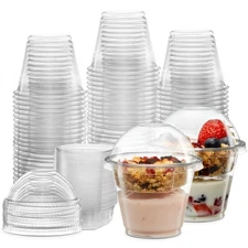 9 oz Plastic Parfait Cups with 2 oz Inserts & Lids 50, Sets 9 OUNCE Yogurt Co...