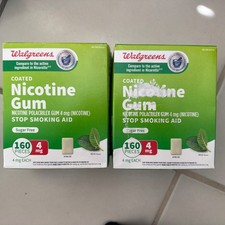 2x Walgreens Nicotine Gum 4mg 320 TL Pieces Sugar Free Mint Flavor EXP 05/27