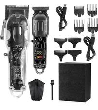 Waikil Men's Transparent Electric Hair Clippers And Grooming Kit