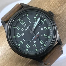 Timex Expedition Men TW4624700 Dress Date Leather Solar Analog 39mm Watch 7 1/2"