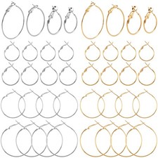32 Pcs Hoop Earrings Finding, Hypoallergenic Alloy Round Earring Hoops for Je...