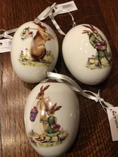 3er Set Deko Ei Osterhasen Design Osterei Dekoei beidseitiges Motiv 8cm Hase NEU