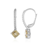 Cavill Damen Silberohrringe 2,15Ct Gelber Zirkon Oktagon Schliff 925