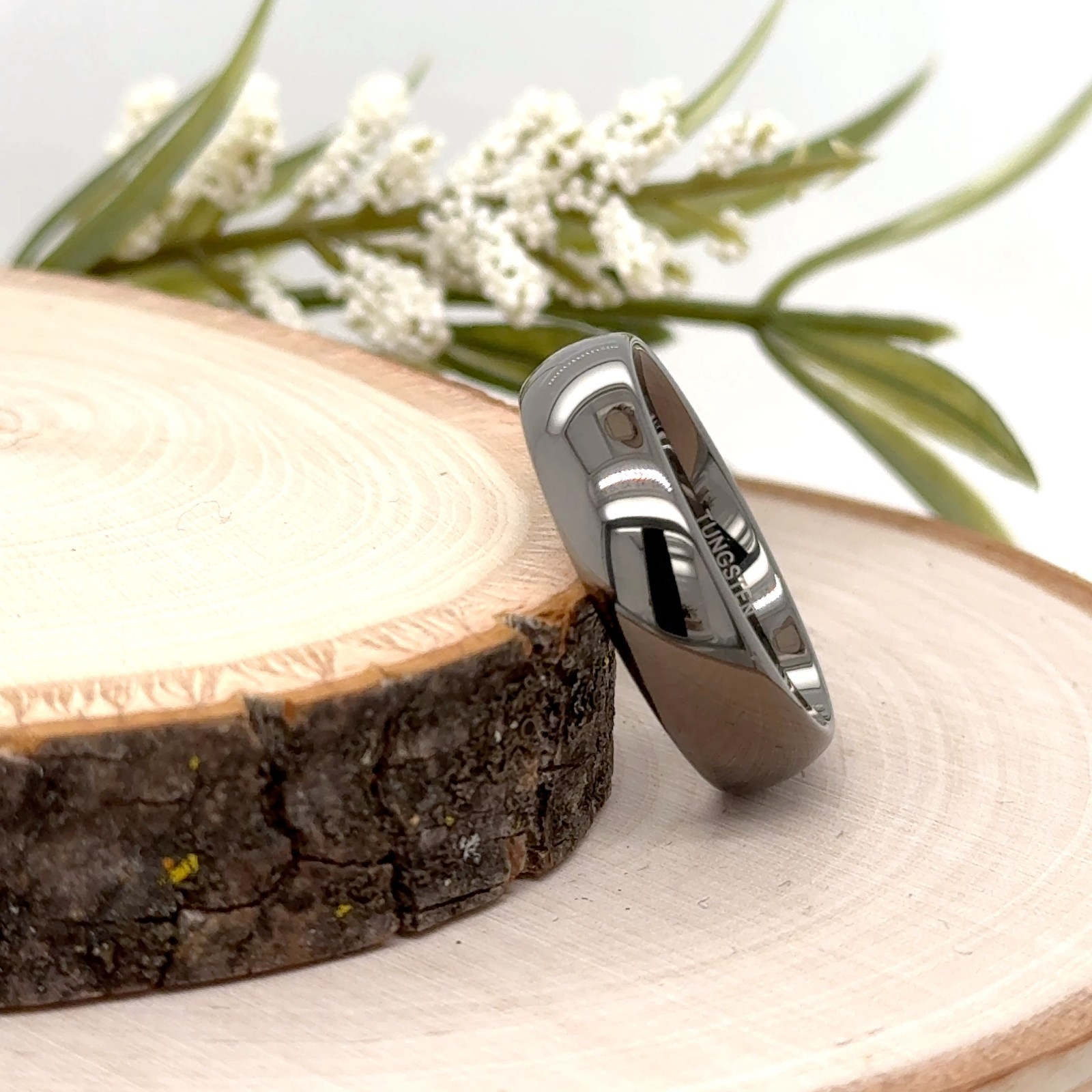 6mm Gray Tungsten Wedding Rings High Polished Edges Men Band For Christmas Gifts