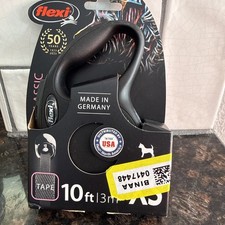 Flexi New Classic Retractable Tape Dog Leash X-Small 10-Foot Black 26-lb. Dogs