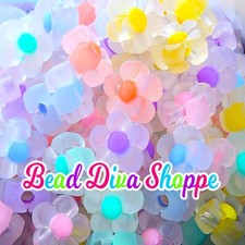 12mm - Set of 10 - Color Mix - FROSTED FLOWERS - Acrylic Loose Spacer Beads