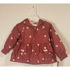 Oshkosh B'Gosh 12M Jacket Fleece Lined Heart Print Two-tone Pink Hooded NWT