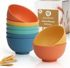Wheat Straw Bowls 10oz Small Plastic Bowl Reusable Unbreakable Dessert Bowls