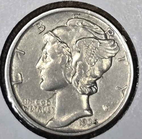1935 AU/BU Mercury Dime 10c BEAUTIFUL COIN