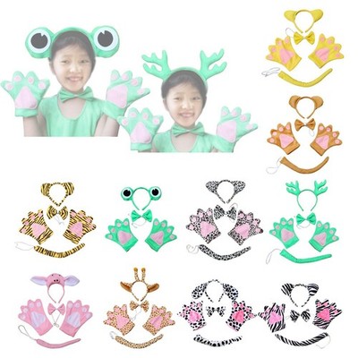 4 teiliges Tier Kostüm Set Halloween Haar Reifen Handschuhe