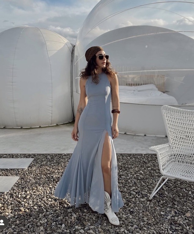 ZARA NWT WOMAN SS25 TULLE GODET MIDI DRESS MID-BLUE | 5039/305