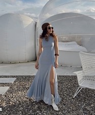 ZARA NWT WOMAN SS25 TULLE GODET MIDI DRESS MID-BLUE | 5039/305 SIZE M