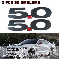 2x Black 5.0 Emblem Fender Badge Decal Sticker For Mustang GT Coyote 5.0L