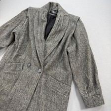 Noble Fashions Large Overcoat Mens Gray Herringbone Wool Blend Made in USA