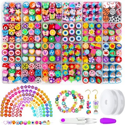 JOICEE 480PCS Fruit Flower Polymer Clay Beads, 24 Style Cute Heart Small, Red 