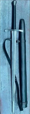 Custom Hand-Forged Damascus Steel Viking Long 36'' Sword Battle Ready W/Scabbard.