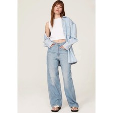 LEVIS Premium High Loose Jeans Womens 29 Light Wash Wide Leg Cotton Hemp