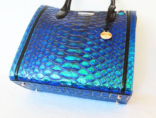 Brahmin Lulia SMARAGDBLAU GRÜN LILA NEON FOLIE SCHLANGE Lg CAROLINE & GELDBÖRSE NEU MIT ETIKETT - Bild 7 von 11
