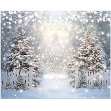 10x8FT Winter Forest Scene Photography Backdrop Snowy Forest Landscape Backgr...