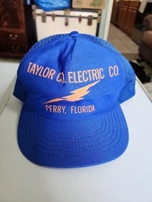 VTG Taylor Co. Electric Co. Perry Florida Cap Blue Mesh SnapBack Trucker Hat