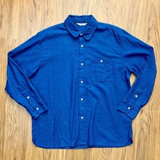 3Sixteen Men’s XL Club Collar Shirt Indigo Japanese Selvedge Broadcloth