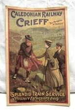 Caledonian Train Poster Crieff British Railway VTG Thanksgiving Restaurant Menu